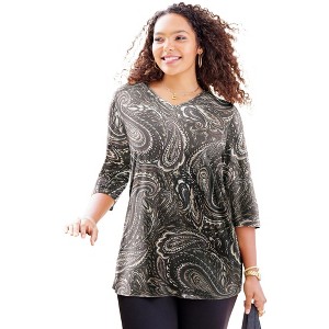 Catherines Easy Fit 3/4-Sleeve V-Neck Tunic - 1 of 4