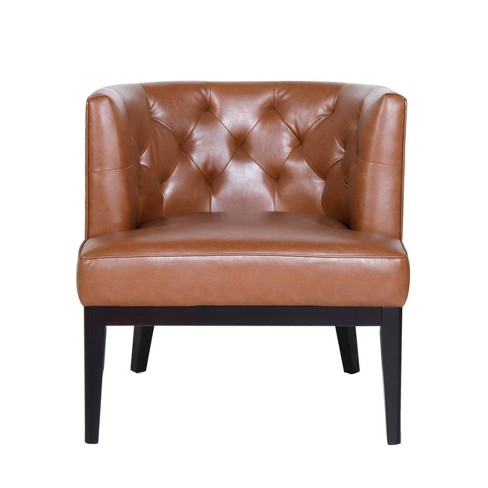 Clough Contemporary Faux Leather Tufted, Brown Faux Leather Chair Target