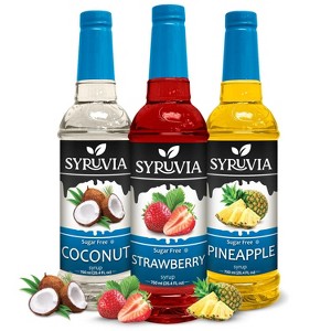 Syruvia Sugar Free Coffee Flavors Variety Pack: Pineapple, Strawberry & Coconut 25.4 fl oz Syrup - 1 of 4