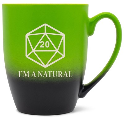 100 North Dice 10 Ounce Green and Black Two Toned Ombre, Comfortably Fits Your Hands, Ceramic Tea Coffee Cup Mug, I'm A Natural