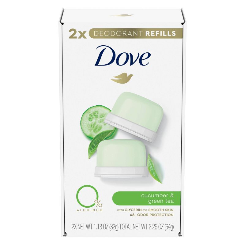 Dove Beauty 0% Aluminum Cucumber &#38; Green Tea 48-Hour Deodorant Stick Refills - Fresh/Floral/Cucumber/Green Tea/Fruity Scent - 1.13oz/2pk, 1 of 9