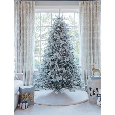 King Of Christmas Snow Flocked Hinged Artificial Christmas Tree Unlit Queen Flock Xmas Tree