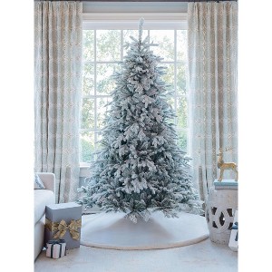 King Of Christmas Snow Flocked Hinged Artificial Christmas Tree Unlit Queen Flock Xmas Tree - 1 of 4