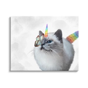 Stupell Industries Rainbow Unicorn Kitten Butterfly Canvas Wall Art - 1 of 3