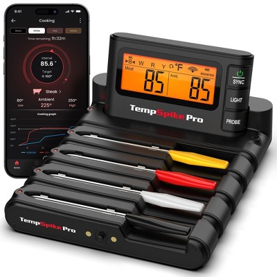 TempSpike Pro WiFi Bluetooth Wireless Meat Thermometer, Unlimited Range, Detachable Thin Meat Probes & Standalone Base