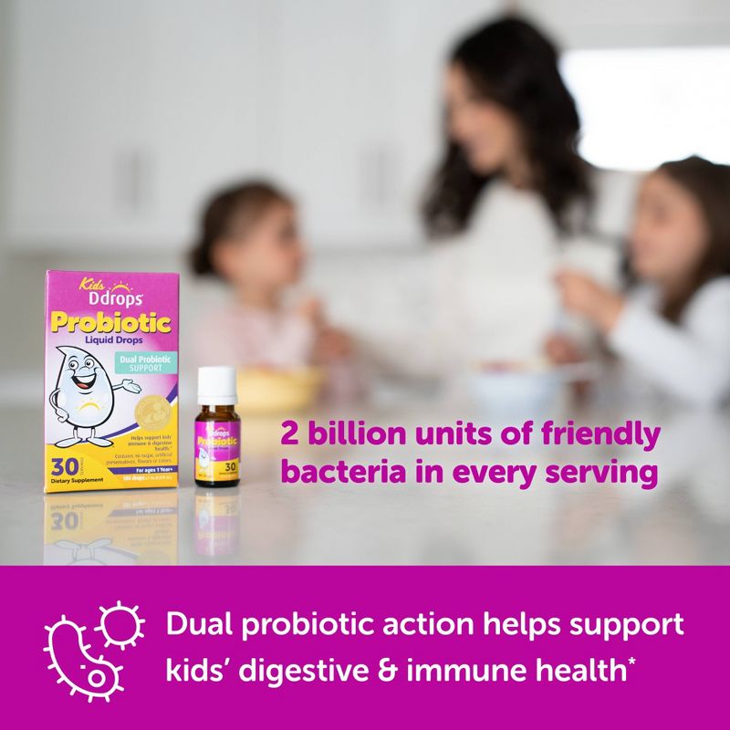 Ddrops Kids&#39; Liquid Probiotic for Healthy Immune and Digestive System - 0.25 fl oz/30 Servings, 5 of 7