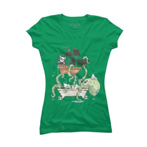 Junior's Design By Humans Kraken in the Tub By Handclones T-Shirt - 1 of 3