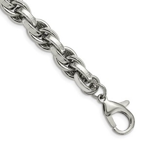 Black Bow Jewelry Men's Stainless Steel 10mm Polished Loose Rope Chain Bracelet, 8.5 In - 1 of 4