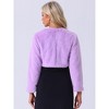 Allegra K Women's Cropped Open Front Collarless Faux Fur Jacket - 3 of 4