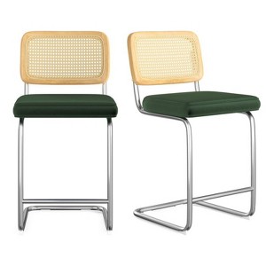 FURNIinspire Dining Chair, Counter Height Bar Stools Set of 2, Bar Chairs and Stools, Armless, Ideal for Kitchen Islands, Green, 18.9"*17.7"*37.4" - 1 of 4