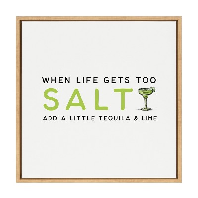 24" x 24" Sylvie Cocktail Quote Salty Tequila and Lime Framed Canvas by the Creative Bunch Studio Natural - Kate & Laurel All Things Decor