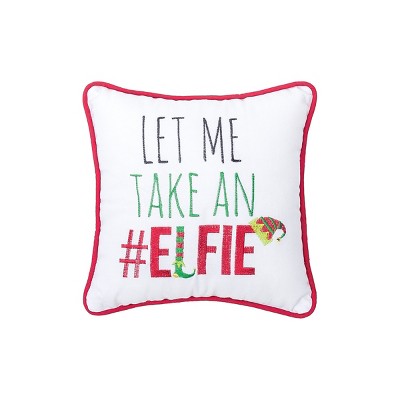 C&F Home 10" x 10" Elfie Embroidered Christmas Holiday Throw Pillow