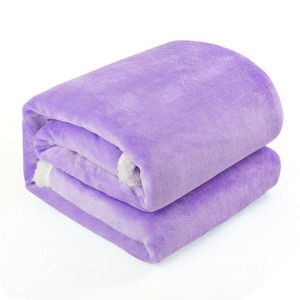 Oumilen Solid Print Flannel Luxury Lightweight Throws, 50" x 60", Purple - 1 of 1