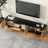 Modern TV Stand with 4 Cabinets & Open Shelves, Media Console Table for TVs up to 80'', Entertainment Center with Drop Down Door, Wood - HABITRIO - image 3 of 4