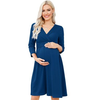 green emerald velvet dress MARI GABRIEL Womens Maternity Dresses Crew Neck 3/4 Sleeves Office Cocktail  Back Zipper Work Pregnancy Dress Small Black at Amazon Women's Clothing  store main image 0