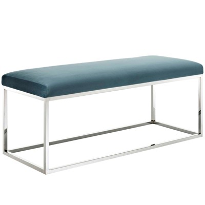 Modway Anticipate Performance Velvet Bench Sea Blue