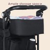 Kinder King Folding Wagon Stroller for 2 Kids, Adjustable Handle, All-Terrain Shock-Absorbing Wheel, Detachable Tray, Diaper Bag, Black - 2 of 4