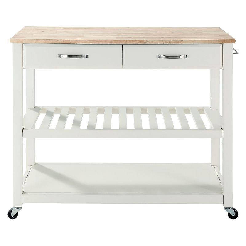 Natural Wood Top Kitchen Cart/Island with Optional Stool Storage - Crosley, 3 of 12