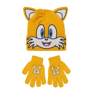 Sonic The Hedgehog Big Face Tails Youth 2-Piece Cuff Beanie & Magic Gloves Set - 1 of 4