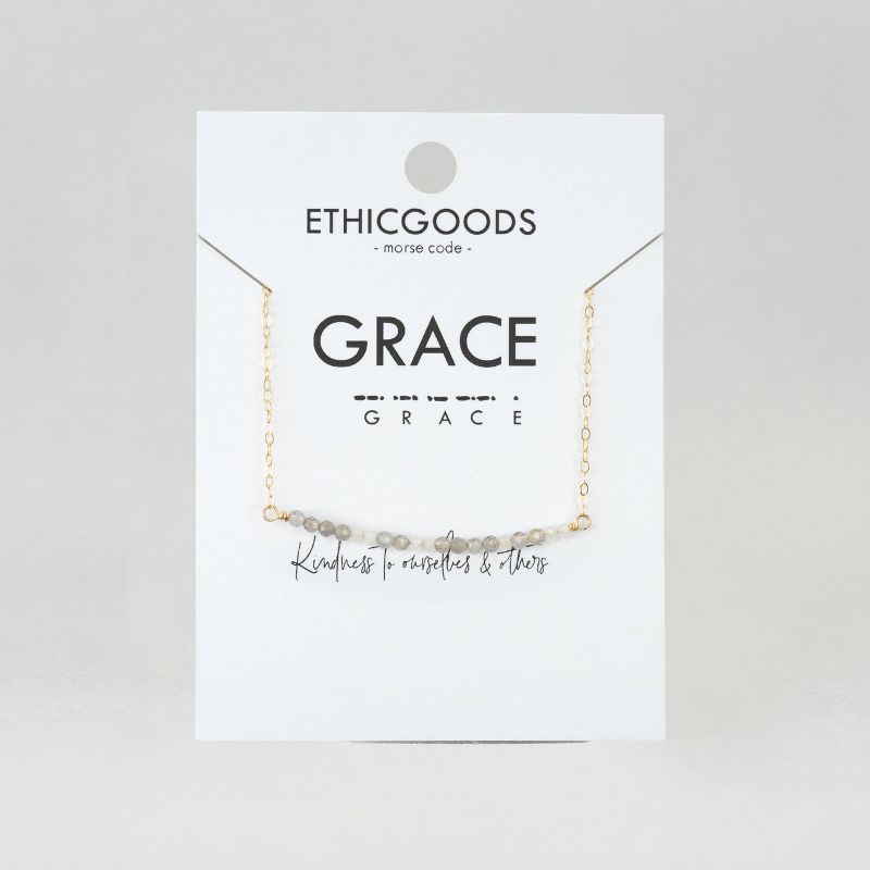 ETHIC GOODS Women's Dainty Stone Morse Code Necklace [GRACE], 3 of 7