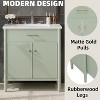 Vynxaria 31" Bathroom Vanity with Ceramic Sink (8" Faucet Holes), Rubber Wood Legs, Soft-Close Doors, Matte Gold Pulls, Curved Profile - 4 of 4