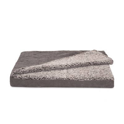 Medium Gray Orthopedic Foam Dog Bed with Berber Fleece Blanket