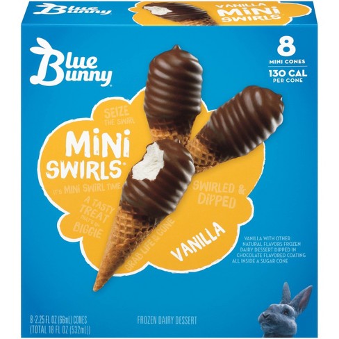 Blue Bunny Mini Swirls Vanilla Mini Ice Cream Cones - 2.25 Fl Oz /8pk ...