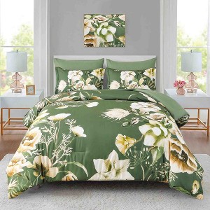 BAGOKIE 7 Pieces Floral Bed in a Bag  Comforter Set for All Season - 1 of 4