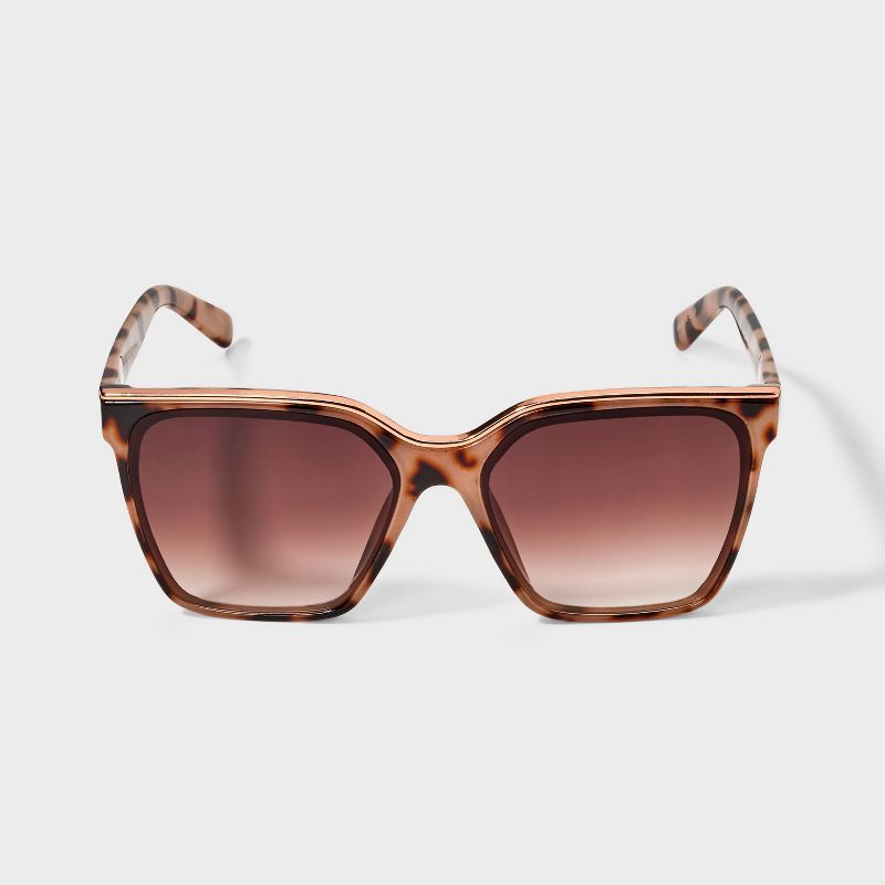 Women's Plastic Square with Metal Top Sunglasses - A New Day™ Beige