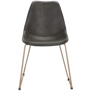 Dorian Mid-Century Modern Leather Dining Chair (Set of 2) - Grey/Copper - Safavieh.