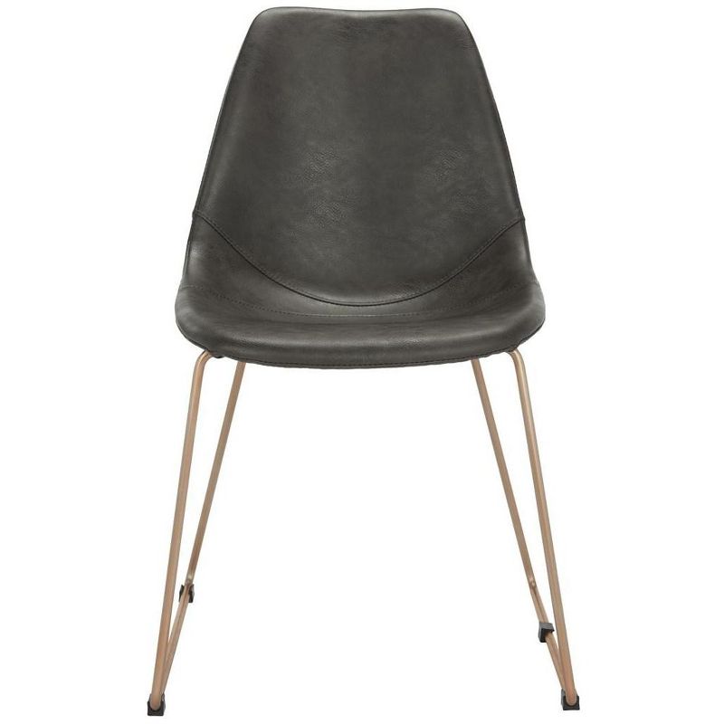 Dorian Mid-Century Modern Leather Dining Chair (Set of 2) - Grey/Copper - Safavieh., 1 of 9