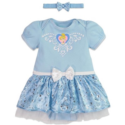 Disney Princess Cinderella Baby Girls Cosplay Dress and Headband Newborn to Infant 