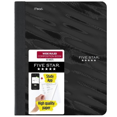 Five Star Active Comp Book Black Wide Ruled 80ct