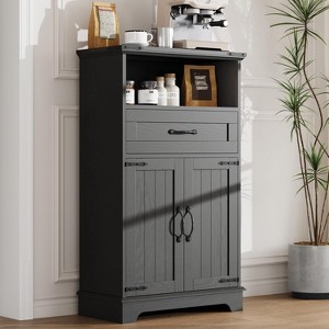 DobleePy White Farmhouse Storage Cabinet with Doors & Drawer, Freestanding Organizer for Kitchen, Bathroom, Bedroom, Living Room - 1 of 4