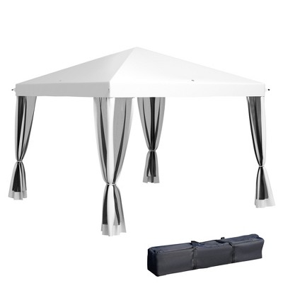 Outsunny 10' x 10' Heavy Duty Pop Up Canopy with Removable Mesh Sidewall Netting, Easy Setup Design, Outdoor Party Event with Storage Bag