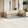 vidaXL Patio Sofa Set with Cushions Outdoor Conversation Furniture Poly Rattan - Beige and Cream With Table - 2 of 4