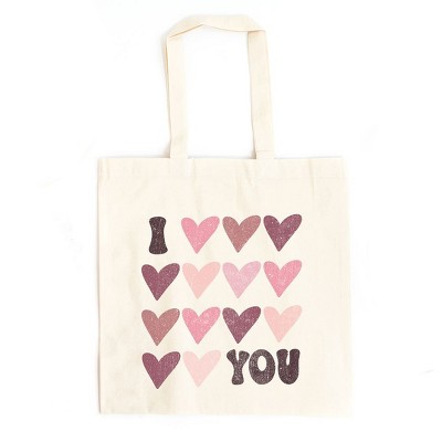 City Creek Prints I Heart You Distressed Canvas Tote Bag - 15x16 - Natural