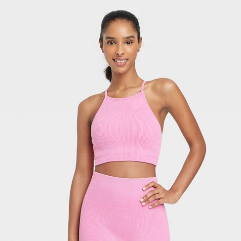 Women's Ribbed Seamless High Neck Bra - Joylab™ Berry Pink S : Target