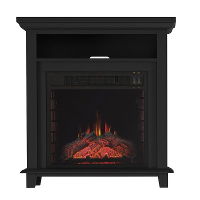 Electric Fireplace TV Stand - 29-Inch Freestanding Console with Shelf, Faux Log and LED Flame - Space Heater Entertainment Center by Northwest (Black)