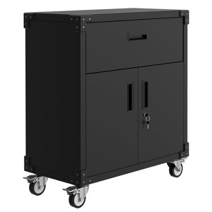 Rolling Tool Cabinet w/Drawer | Heavy Duty Metal Garage Storage w/Adjustable Shelf & Locks | Rust Resistant Wheels for Warehouse Workshop, Black - 1 of 4