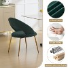 Velvet Dining Chair Set of 1 with Curved Back & Gold Metal Legs for Kitchen, Dining Room - White - 3 of 4