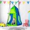 Outsunny Kids Hanging Tree Swing Tent for Backyard, Waterproof Hammock Chair Nest Pod, Saucer Swing with Screen Window, Rolling Door, Green - 2 of 4