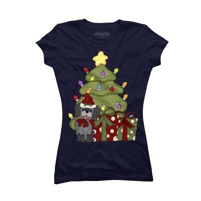 Junior's Design By Humans Christmas Doggie By realdealclipart T-Shirt