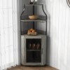 Corner Wine Rack, with Detachable Wine Rack, Bar Cabinet with Glass Holder, Small Sideboard and Buffet Cabinet with Mesh Door - 3 of 4