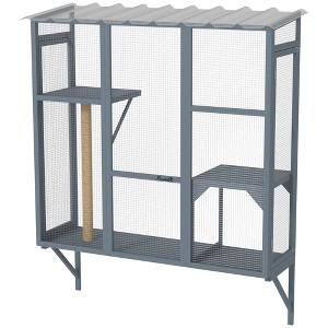 Catio Outdoor, Window Catio for 2-3 Large Indoor Cats w/ 2 Jumping Platforms, Scratching Post, for Playing - 1 of 4