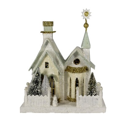 Christmas 9.75" Winter Croft House Putz Village Light Up Retro  -  Decorative Figurines