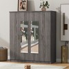 TIRAMISUBEST 4-Door Mirror Wardrobe with Storage Shelves and Hanging Rod, Bedroom Closet Armoire with 1 Drawer and Mirror Doors - 2 of 4