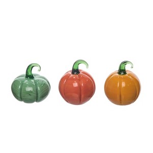 Transpac Mini Glass Pumpkin Figurine Set of 3 for Fall Decorative Home Accents Perfect for Autumn Decor and Seasonal Displays - 1 of 4