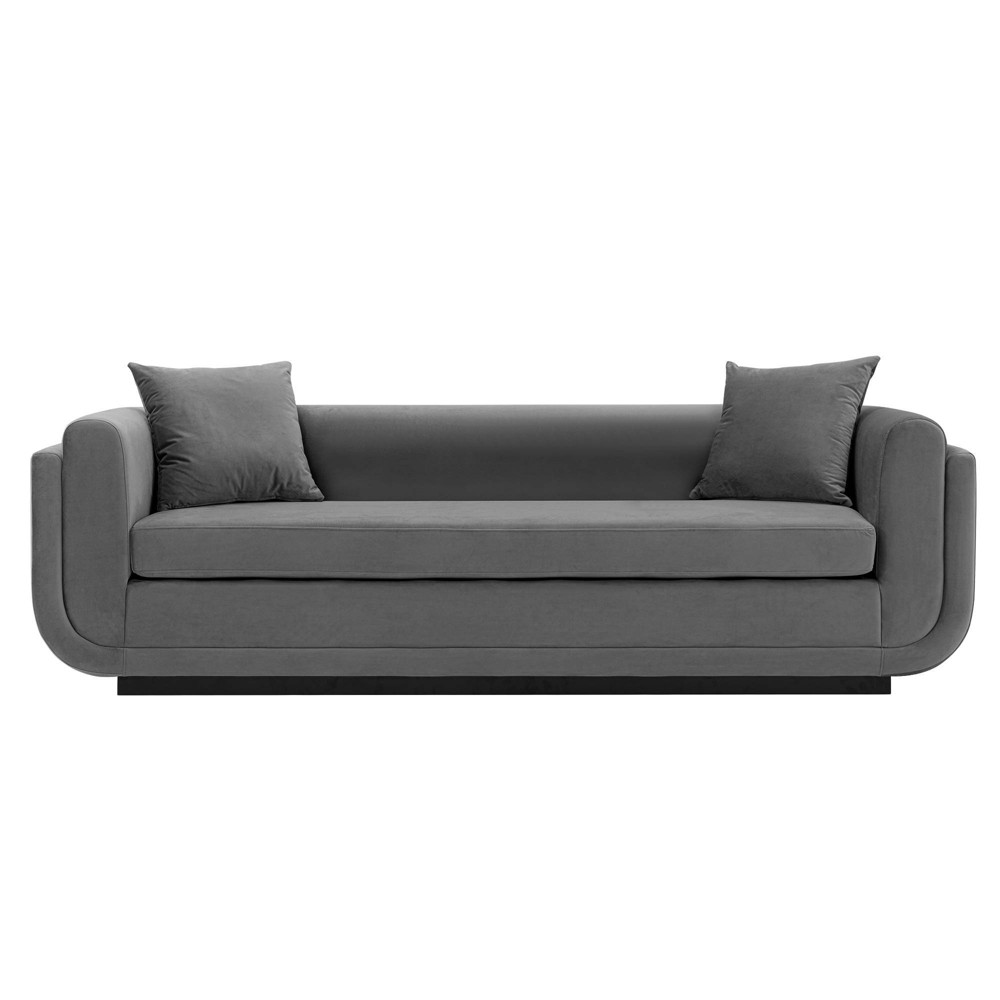 Photos - Sofa Edmonda Contemporary Velvet Upholstered  with Pillows Dark Gray - Manh