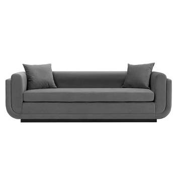 Edmonda Contemporary Velvet Upholstered Sofa with Pillows - Manhattan Comfort